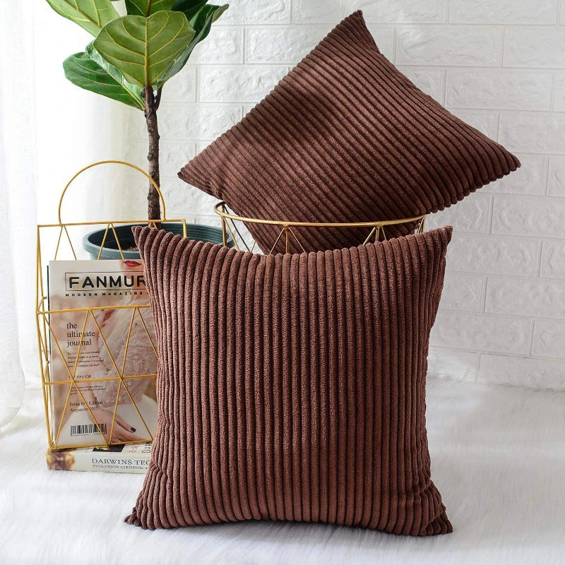 Housse de coussin en velour Café